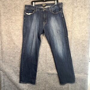 Lucky Brand Jeans Men's 38x32 361 Vintage Straight Stretch Distressed Dark Wash‎